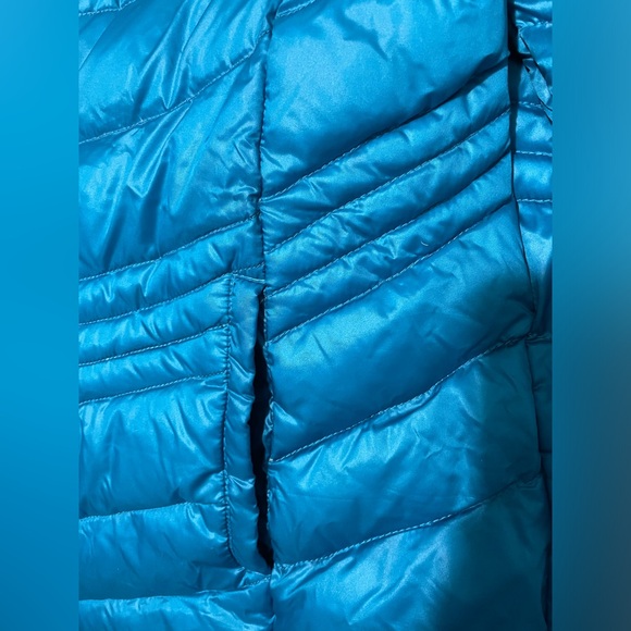 XERSION PACKABLE PREMIUM DOWN COAT Lightweight Hooded Puffer Zipper Aqua Blue L - Picture 10 of 10